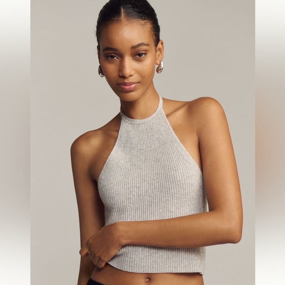 Anthropologie Gray Ribbed Tank Top